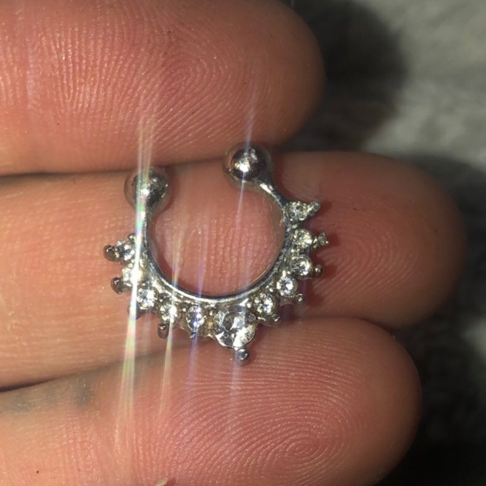 Spencers stainless diamond septum ring